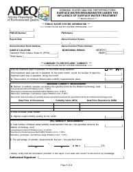 ADEQ Form DWAR15 A &amp; B Drinking Water Analysis Reporting Form - Surface Water/Groundwater Under the Influence of Surface Water Treatment - Arizona