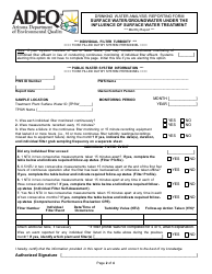 ADEQ Form DWAR15 A &amp; B Drinking Water Analysis Reporting Form - Surface Water/Groundwater Under the Influence of Surface Water Treatment - Arizona, Page 2