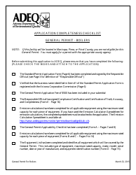 Document preview: General Permit Application Packet - Boilers - Arizona