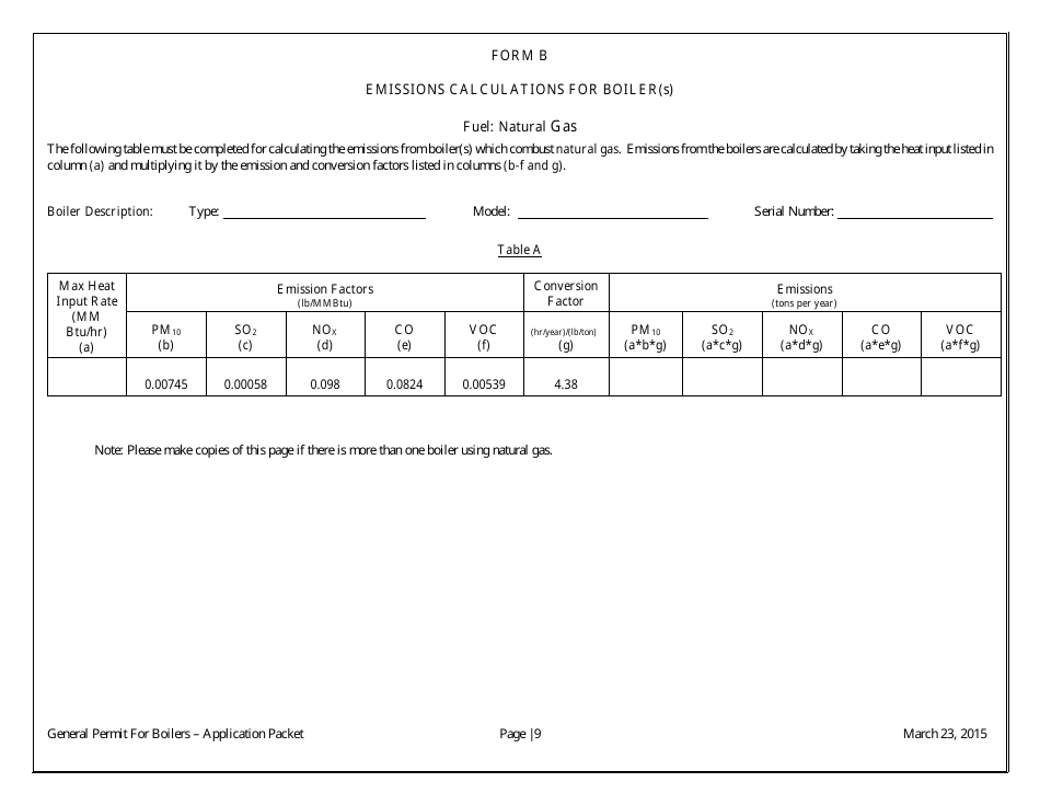 General Permit Application Packet - Boilers - Arizona, Page 11