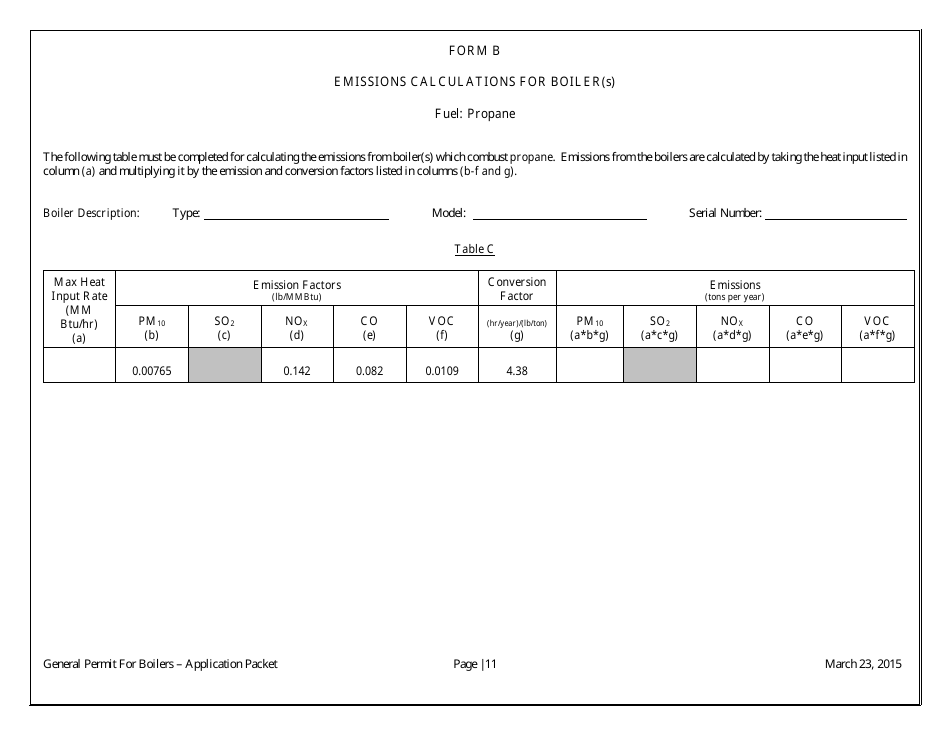 General Permit Application Packet - Boilers - Arizona, Page 13
