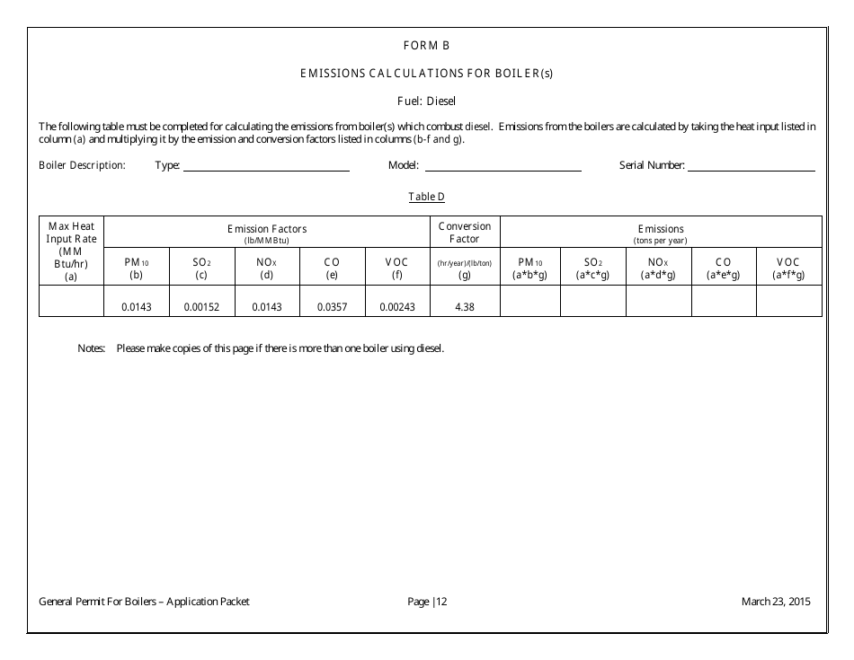 General Permit Application Packet - Boilers - Arizona, Page 14