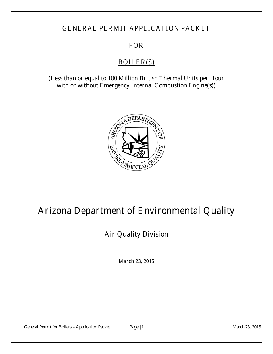 General Permit Application Packet - Boilers - Arizona, Page 3