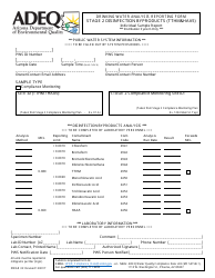Document preview: ADEQ Form DWAR32 Drinking Water Analysis Reporting Form - Stage 2 Disinfection Byproducts (Tthm&haa5) - Individual Sample Report - Arizona
