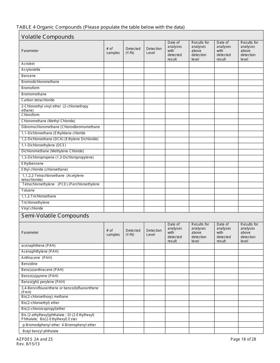 AZPDES Form 2A / 2S Arizona Pollutant Discharge Elimination System Application - Arizona, Page 18