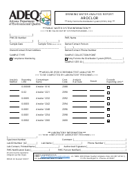 ADEQ Form DWAR3A Drinking Water Analysis Report - Aroclor - Arizona