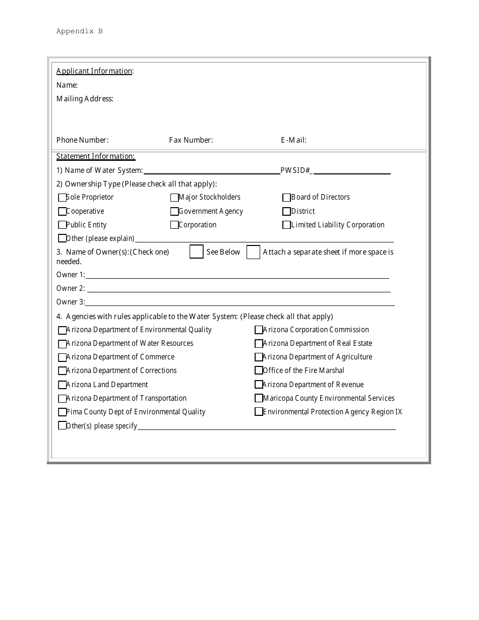 Capacity Development Application for a New Public Water System - Arizona, Page 11