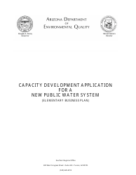 Capacity Development Application for a New Public Water System - Arizona