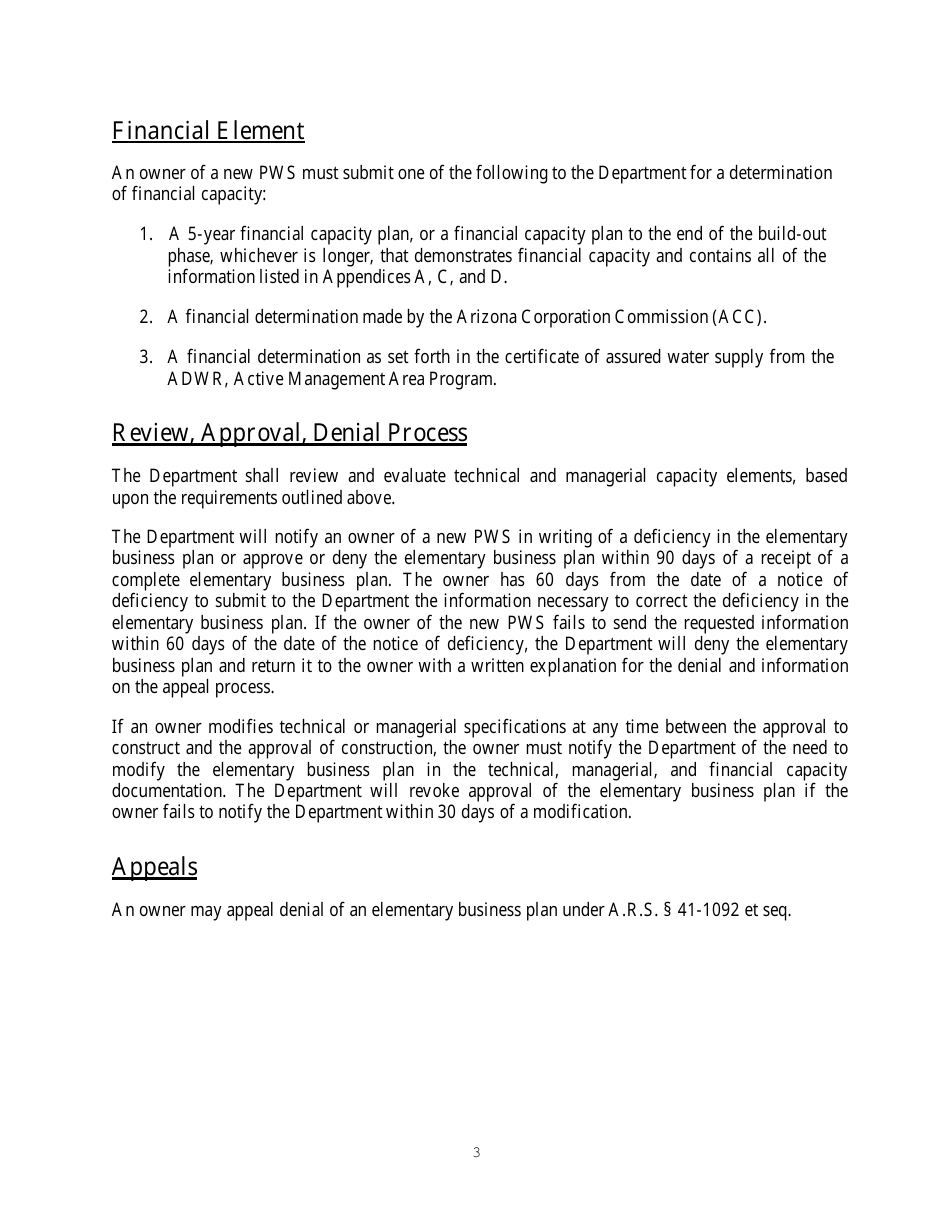 Capacity Development Application for a New Public Water System - Arizona, Page 5