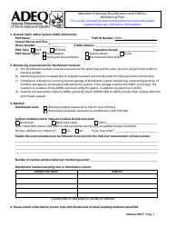 Document preview: Maximum Residual Disinfectant Level (Mrdl) Monitoring Plan Form - Arizona