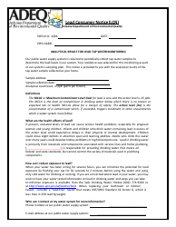 Lead Consumer Notice (Lcn) Form - Arizona