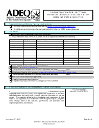 Engineers Certificate of Completion - Drinking Water Facilities - Arizona, Page 3