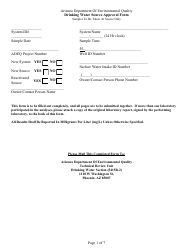 Drinking Water Source Approval Form - Arizona