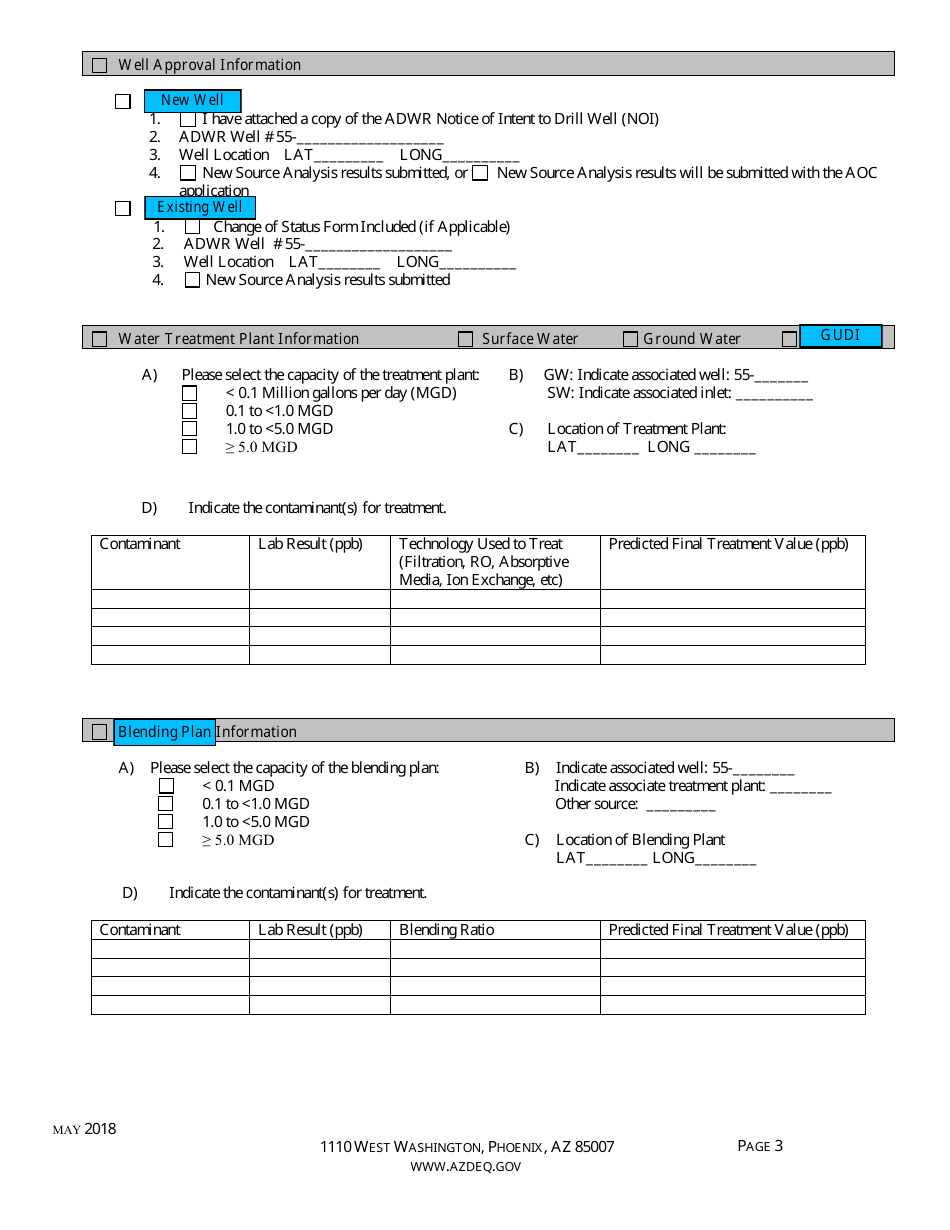 Approval to Construct Drinking Water Facilities Application Form - Arizona, Page 5