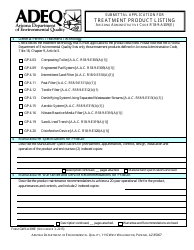 ADEQ Form GWSA309E Submittal Application for Treatment Product Listing - Arizona, Page 3