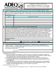 ADEQ Form GWSA309E Submittal Application for Treatment Product Listing - Arizona, Page 4