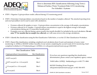 ADEQ Form DWAR20C Lt2 Bin Classification Worksheet for Schedule 1 Systems - Arizona