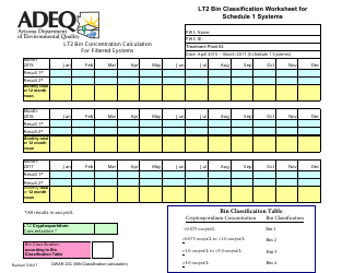 ADEQ Form DWAR20C Lt2 Bin Classification Worksheet for Schedule 1 Systems - Arizona, Page 2