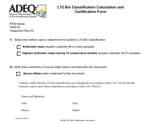 ADEQ Form DWAR20C Lt2 Bin Classification Worksheet for Schedule 1 Systems - Arizona, Page 3