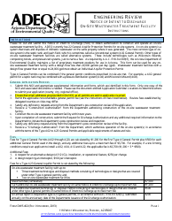 ADEQ Form GWS402 Engineering Review - Notice of Intent to Discharge on-Site Wastewater Treatment Facility Application - Arizona