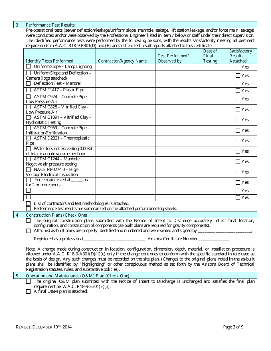 Engineering Review - Request for Discharge Authorization - Sewage Collection System - Arizona, Page 3