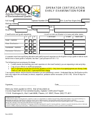 Document preview: Operator Certification Early Examination Form - Arizona