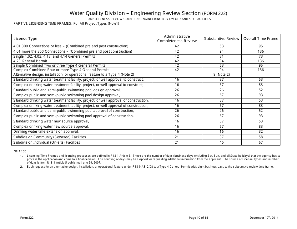 ADEQ Form 222 Water Quality Division - Engineering Review Section - Arizona, Page 10