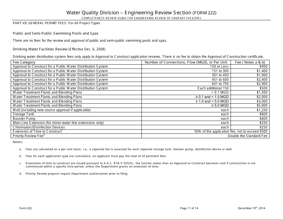 ADEQ Form 222 Water Quality Division - Engineering Review Section - Arizona, Page 11
