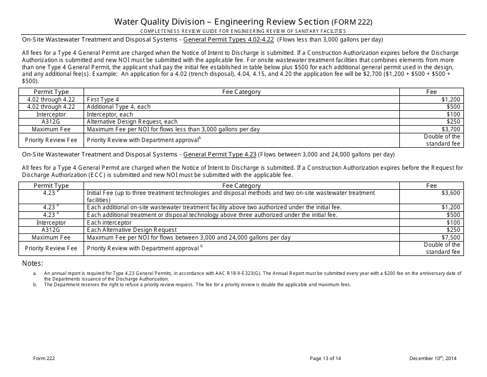 ADEQ Form 222 Water Quality Division - Engineering Review Section - Arizona, Page 13
