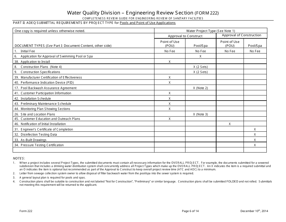 ADEQ Form 222 Water Quality Division - Engineering Review Section - Arizona, Page 6