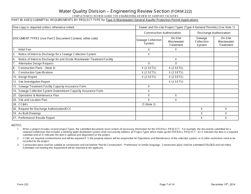 ADEQ Form 222 Water Quality Division - Engineering Review Section - Arizona, Page 7