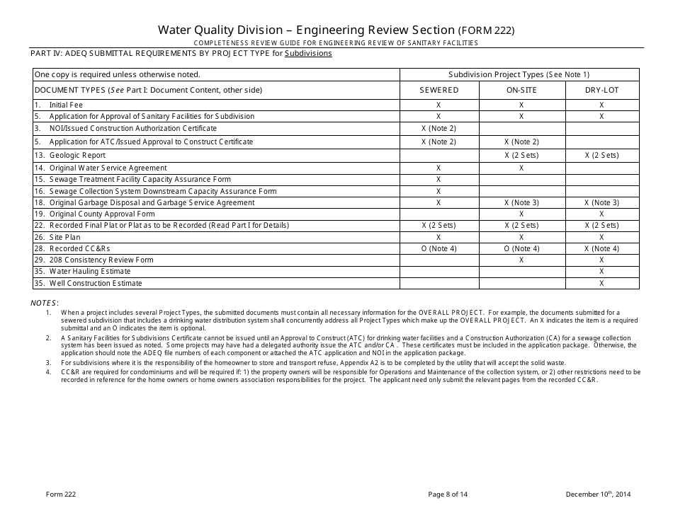 ADEQ Form 222 Water Quality Division - Engineering Review Section - Arizona, Page 8