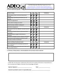 Certified Operator Monthly Inspection Form - Arizona, Page 2