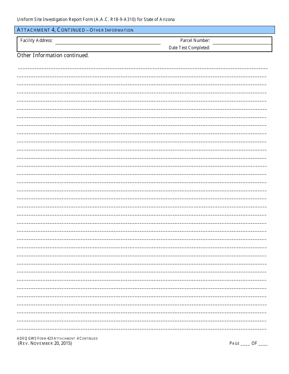 ADEQ Form GWS423 Engineering Review - Uniform Site Investigation Report Form - Arizona, Page 13