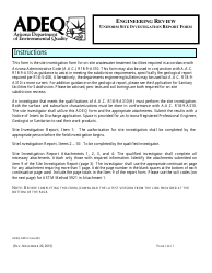 ADEQ Form GWS423 Engineering Review - Uniform Site Investigation Report Form - Arizona
