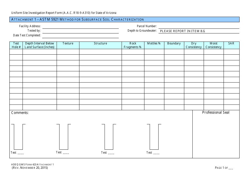 ADEQ Form GWS423 Engineering Review - Uniform Site Investigation Report Form - Arizona, Page 6