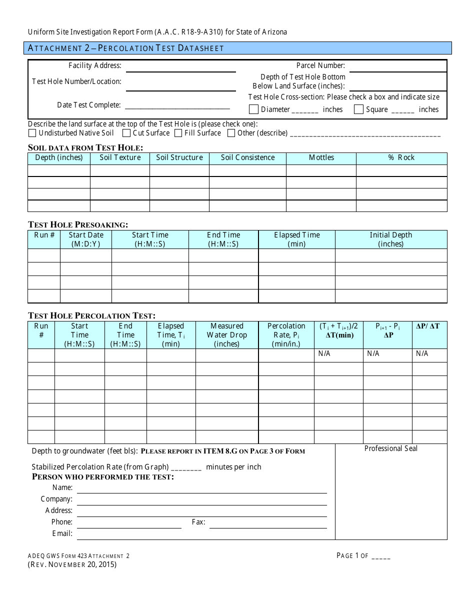 ADEQ Form GWS423 Engineering Review - Uniform Site Investigation Report Form - Arizona, Page 8