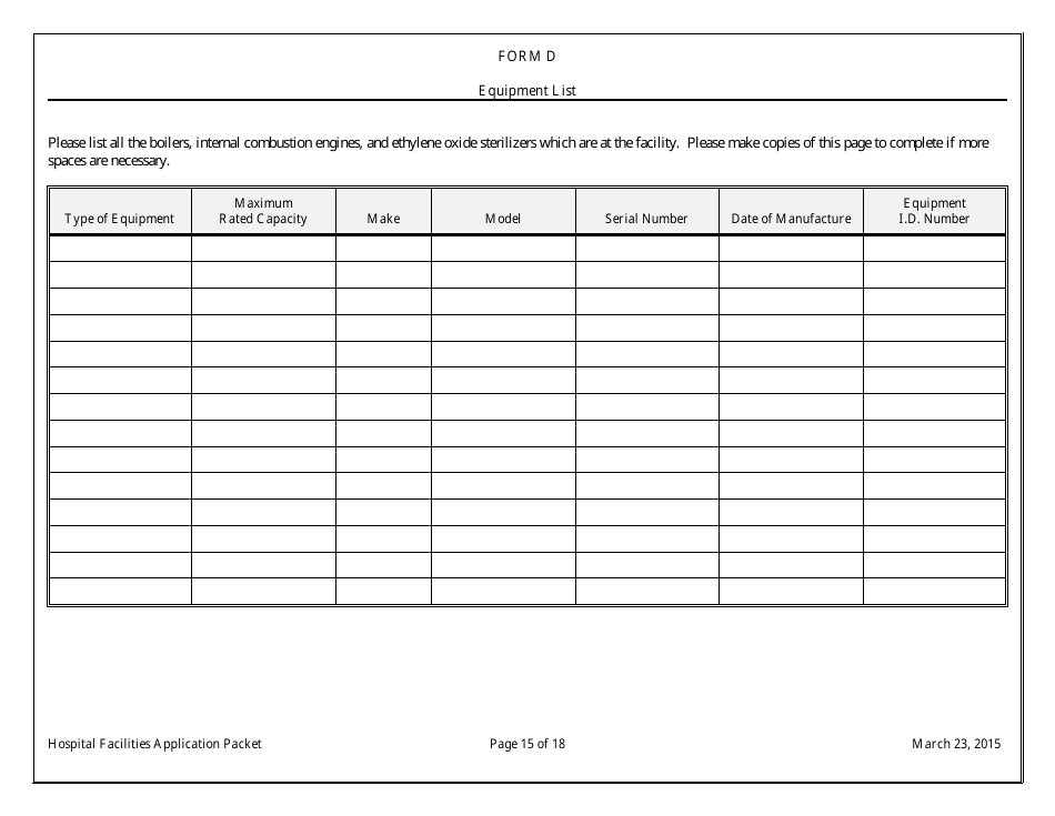 General Permit Application Packet for Hospital Facilities - Arizona, Page 15