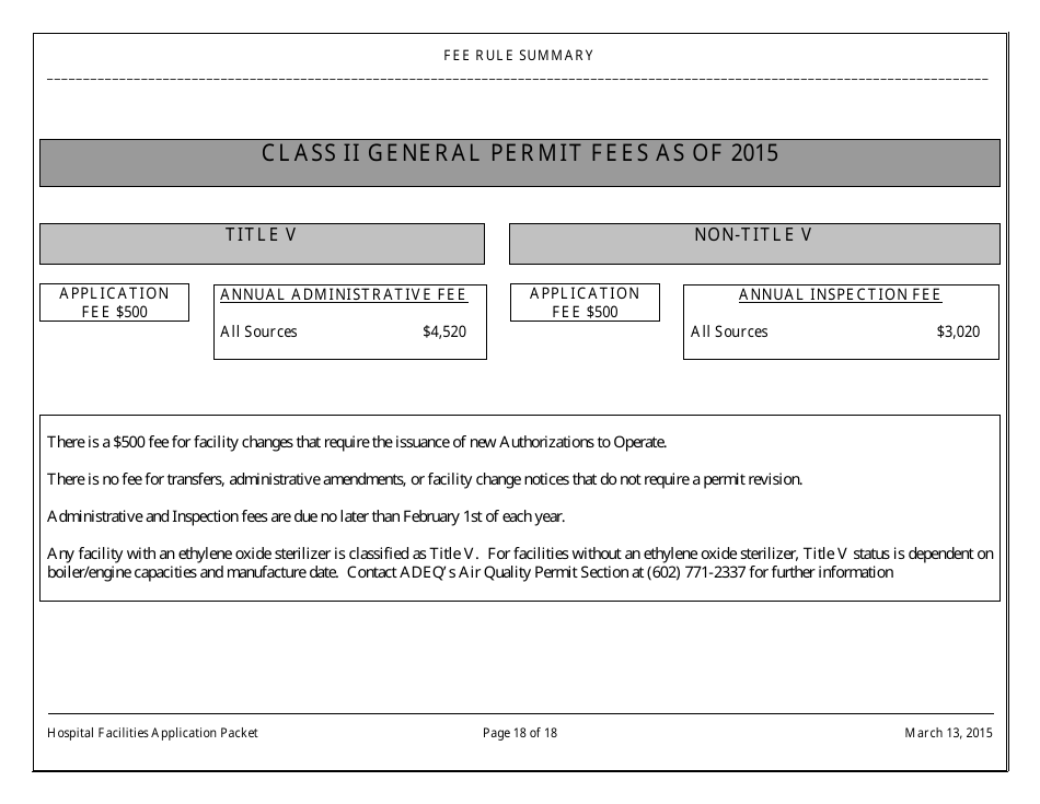 General Permit Application Packet for Hospital Facilities - Arizona, Page 18