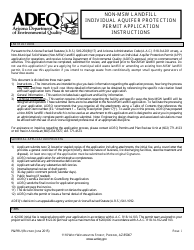 Document preview: ADEQ Form P&PRU Non-msw Landfill Individual Aquifer Protection Permit Application - Arizona