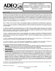 ADEQ Form P&amp;PRU Non-msw Landfill Individual Aquifer Protection Permit Amendment Application - Arizona