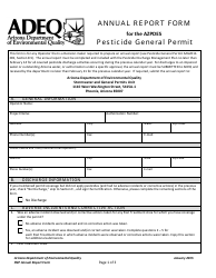 Document preview: Pesticide General Permit (Pgp) Annual Report Form - Arizona
