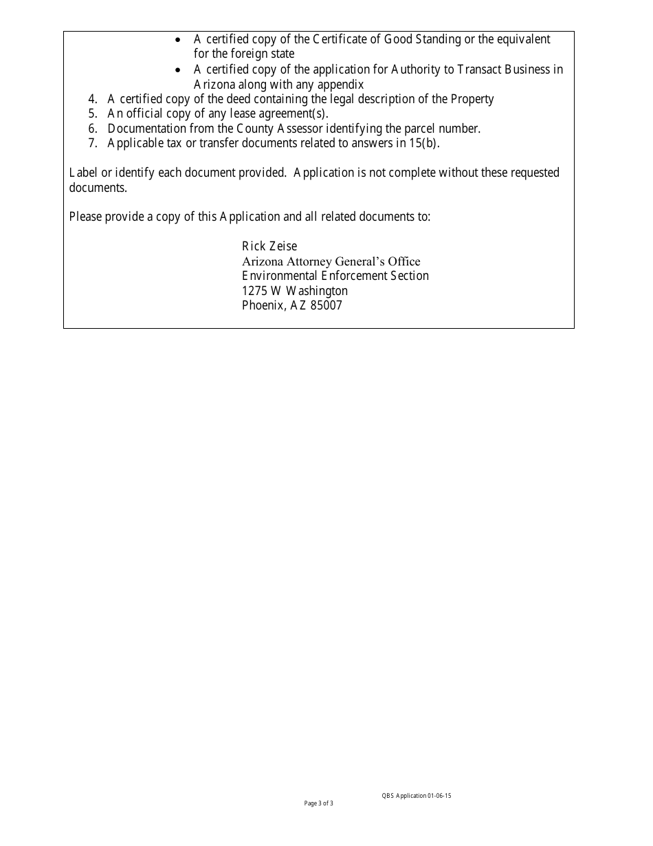 Qualified Business Settlement Application Form - Arizona, Page 3