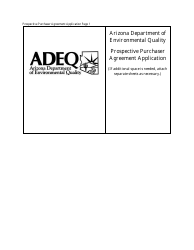 Prospective Purchaser Agreement Application Form - Arizona