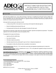 Document preview: ADEQ Form P&PRU Registration Form for Solid Waste Facilities Requiring Self-certification - Arizona