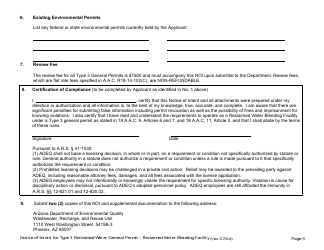 Notice of Intent for Type 3 Reclaimed Water General Permit - Reclaimed Water Blending Facility - Arizona, Page 5
