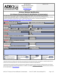 Document preview: ADEQ Form UST-24HRC 24 Hour Release Notification (For Releases Discovered Based on Identification of Contamination) - Arizona