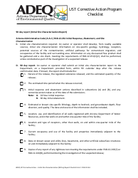 Ust Corrective Action - Initial Site Characterization (90 Day) Report Checklist - Arizona