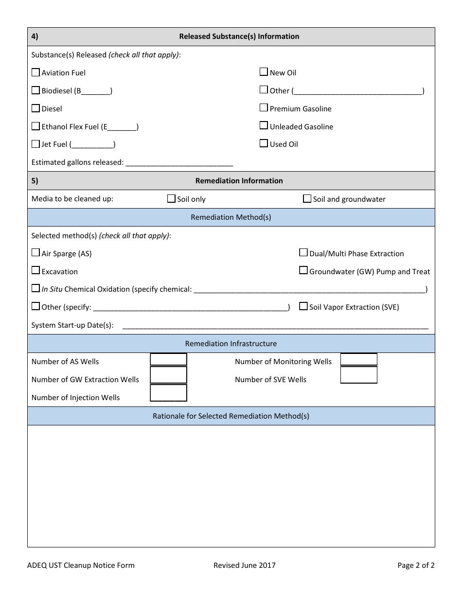Ust Cleanup Notice Form - Arizona, Page 2