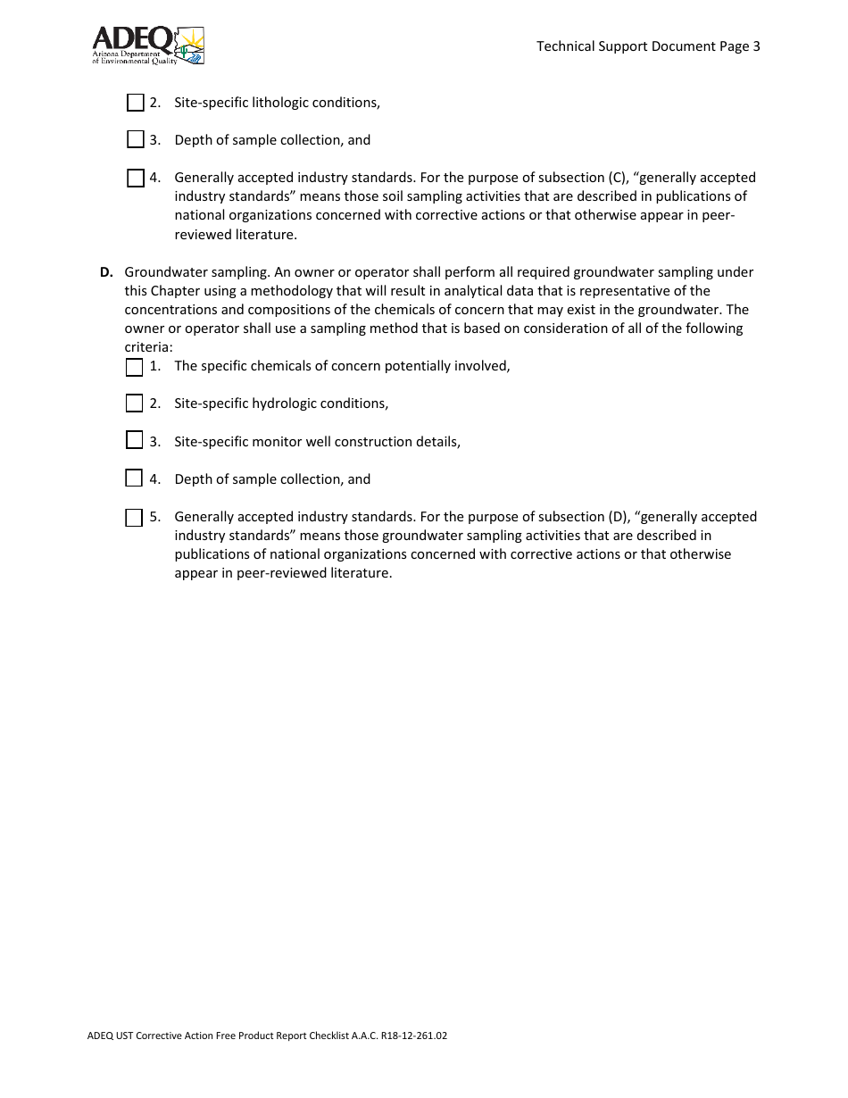 Ust Corrective Action - Free Product Report Checklist - Arizona, Page 3